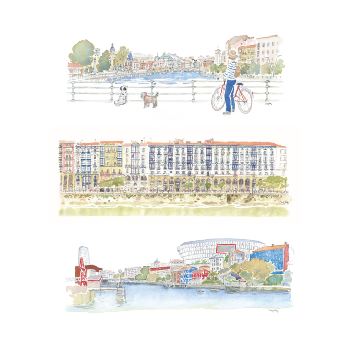 Tres láminas apaisadas Bilbao