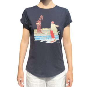 Camiseta de mujer Grúa Carola Bilbao azul