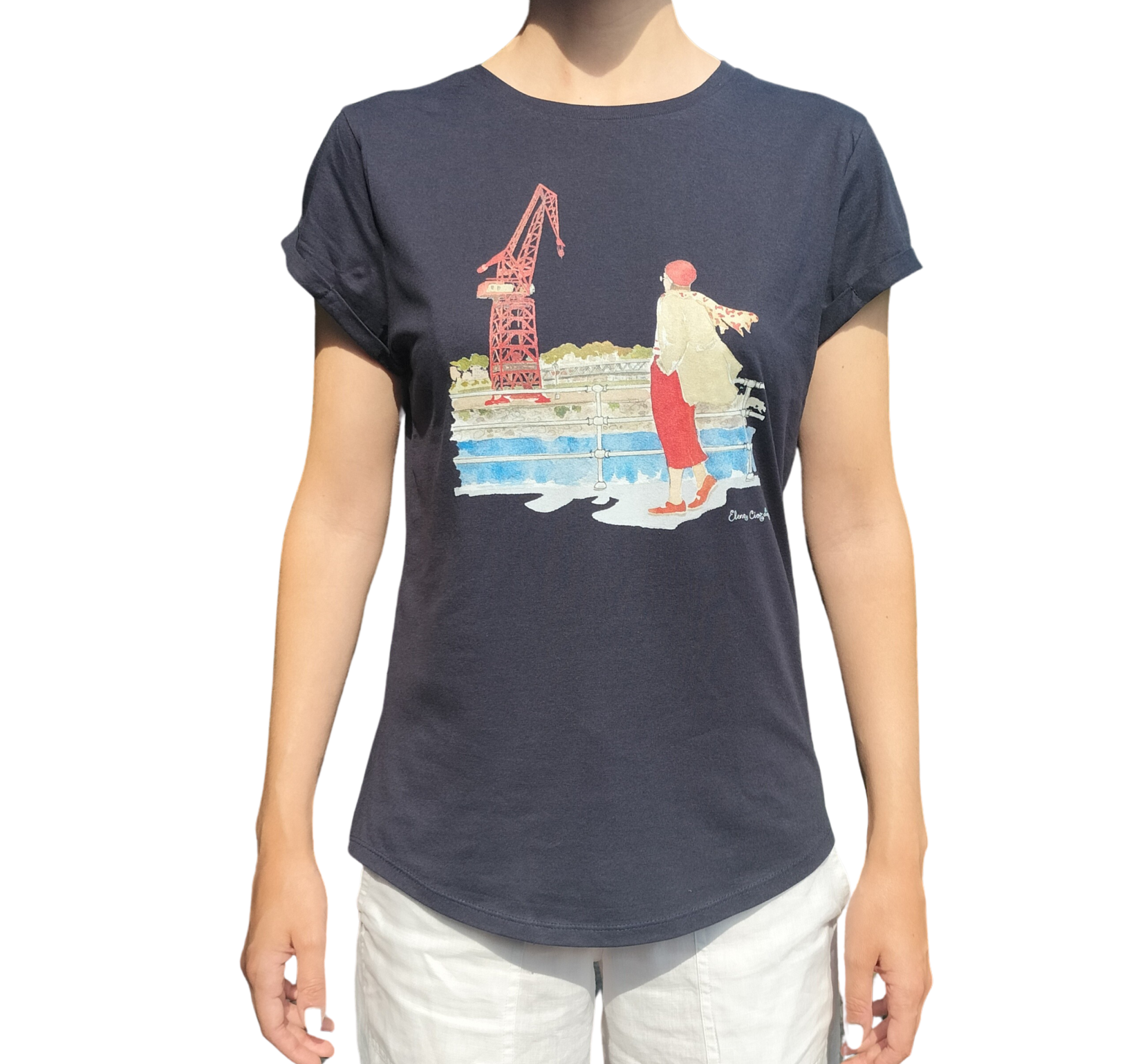 Camiseta de mujer Grúa Carola Bilbao azul