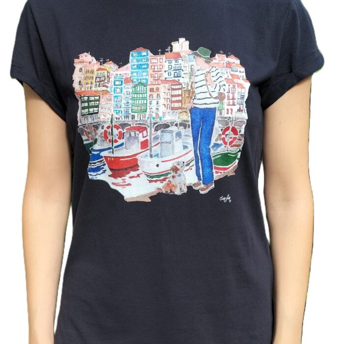 Camiseta de mujer Bermeo azul