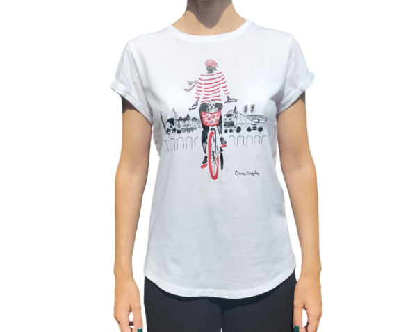 CAMISETA ELENA CIORDIA EN BICI POP