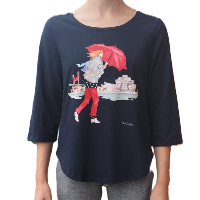 Camiseta Sirimiri en Bilbao azul Manga Francesa