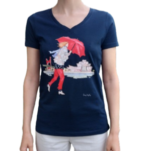 Camiseta Sirimiri en Bilbao azul escote en pico