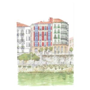 Acuarela Marzana desde el Casco Viejo