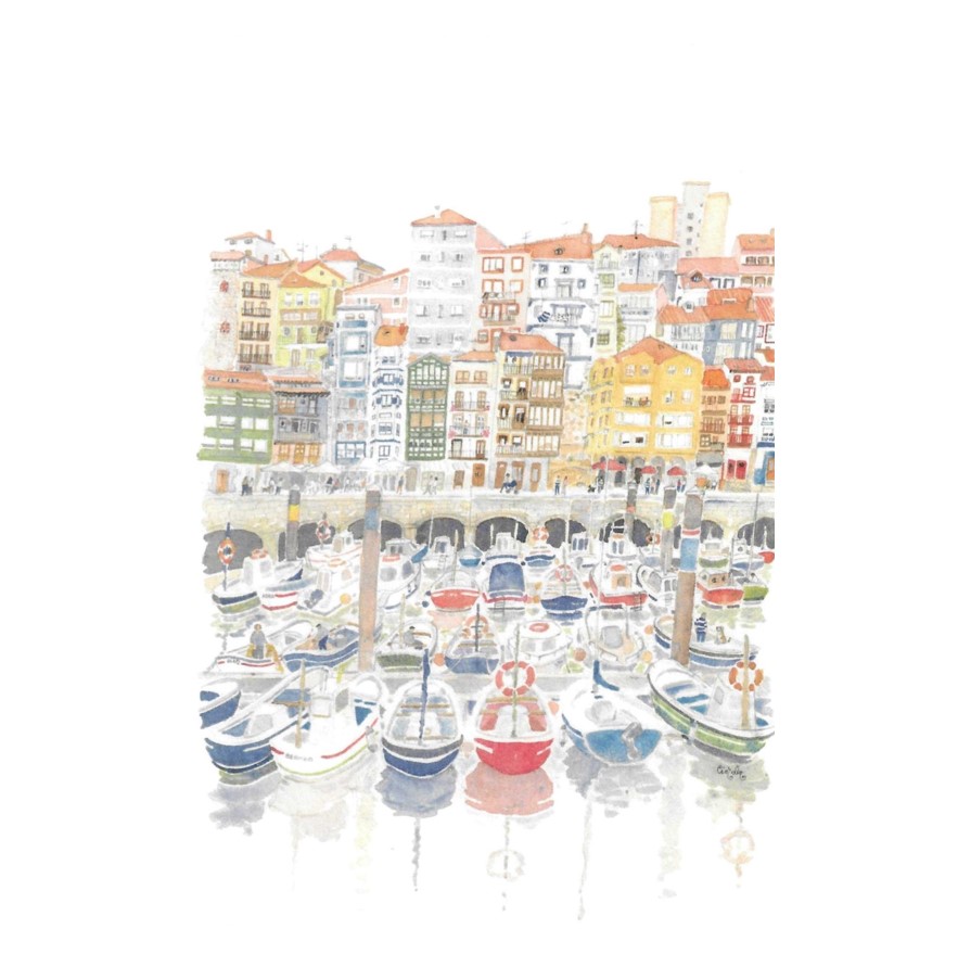 Acuarela Bermeo Portua