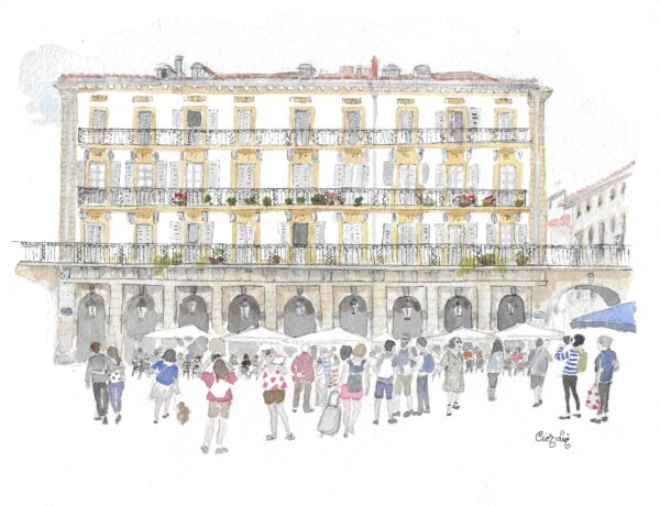 ACUARELA PLAZA DE LA CONSTITUCION DONOSTIA ACUARELA PLAZA DE LA CONSTITUCION DONOSTIA