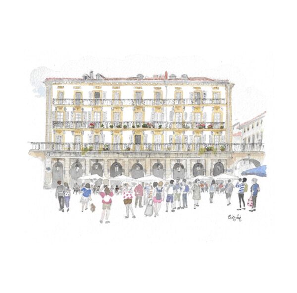 ACUARELA PLAZA DE LA CONSTITUCION DONOSTIA2