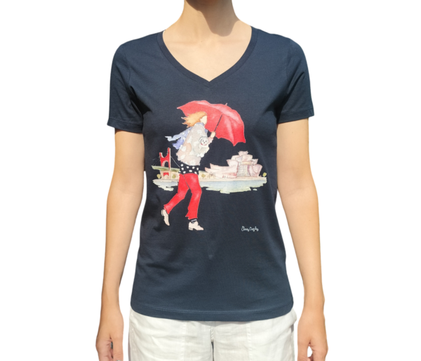 CAMISETA ELENA CIORDIA SIRIMIRI EN BILBAO AZUL ESCOTE EN PICO